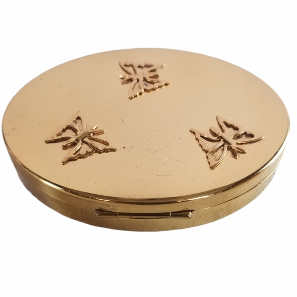 Vintage Mid Century 1940s Kotler & Kopit Brass Butterfly Mirrored Puff Compact - Picture 5 of 16